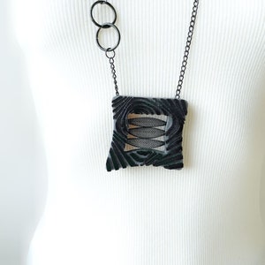 Statement long chain necklace with modern pendant for women