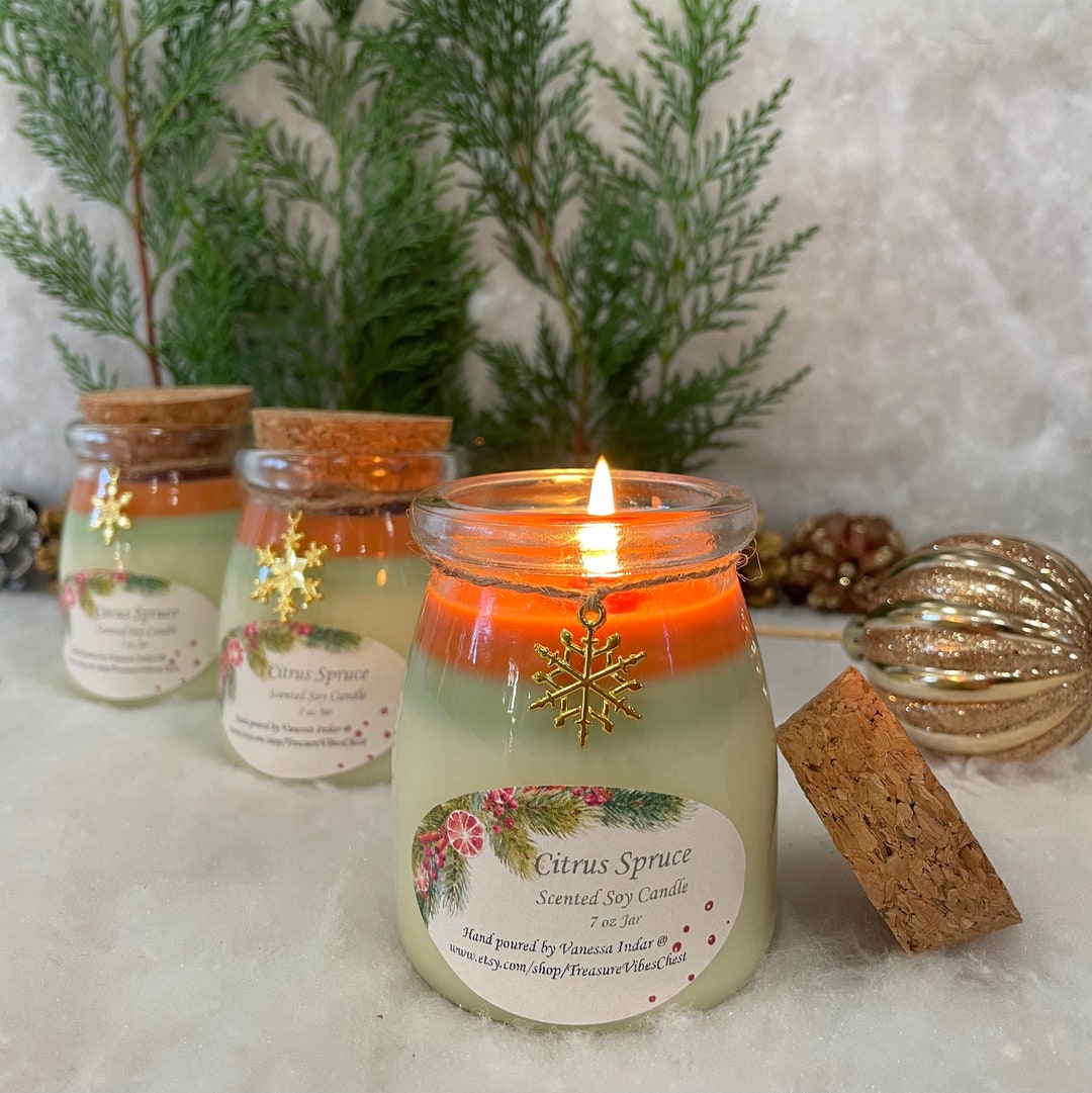 Citrus Spruce Christmas Candle Scented Soy Candle Pine And Etsy Nederland