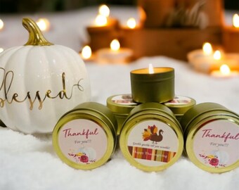 Thanksgiving Candle Favors, Thankful For You Design,Thanksgiving Table Favor, Fall Candle Favors, Fall Favors,Thankful gift, Mini Candles,