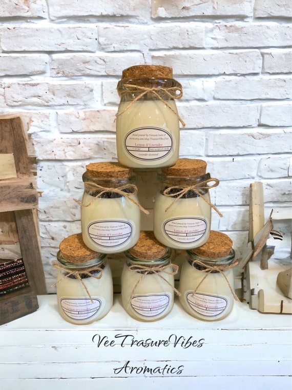 Lemon & lavender scented soy candle, All natural toxin free candle, Air freshener, Aromatic scents