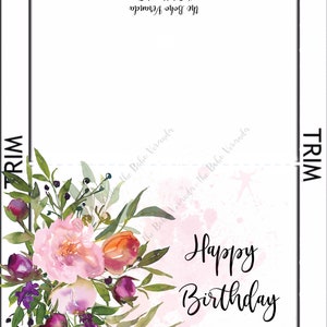 Birthday Card Printable Card Instant Download Floral Pink Peach Flowers ...