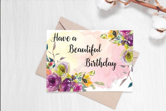 Orange Slice and Leaves Pattern Boho Blank Birthday Greeting Card Instant Download Printable