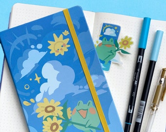 Frog and Sun Friends A5 Dotted Paper Notebook Journal