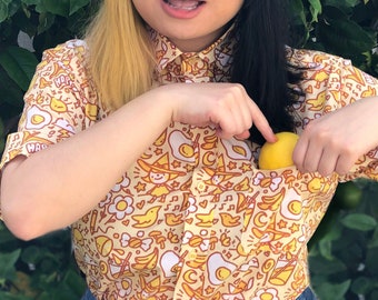 Yellow Happy Witch Button Up Collared Shirt