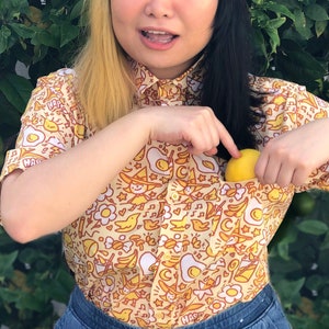 Yellow Happy Witch Button Up Collared Shirt