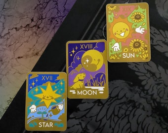 Star Moon Sun Tarot Buddy Stickers with Matte Mirror Finish