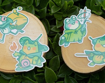 Frog Stickers "RPG Warrior, Cleric, Rogue, Wizard Frog" Adventurers v.2