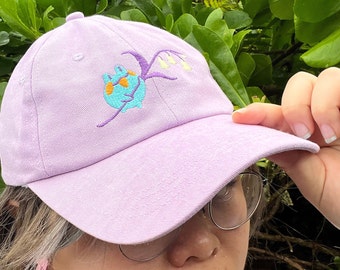 Lily of the Valley Frog Purple Dad Hat