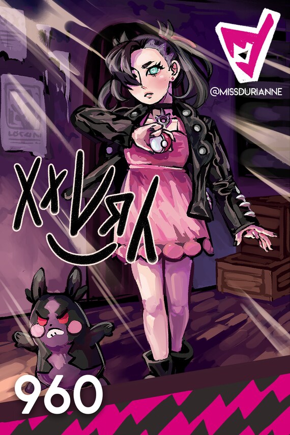 Pokemon Sword And Shield Marnie League Card 8 X 12 Print Etsy