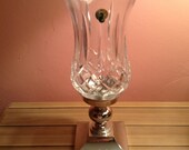 Waterford Crystal Lismone Cut Brass Base Hurricane Lamp Candle Holder