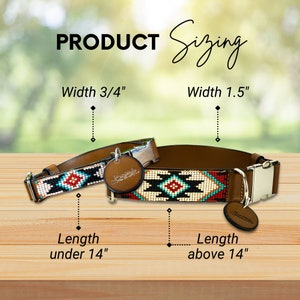 Leather Beaded Dog Collar: Quick Release Buckle, Aztec Design imagem 6