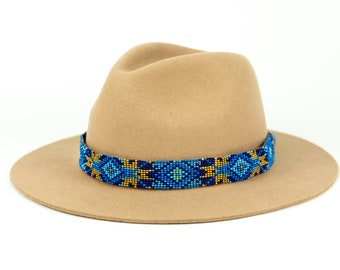beaded hatband, leather hatband, hatband for cowboy hat, western hat band, navajo hatband, native hatband, Aztec beaded hatband
