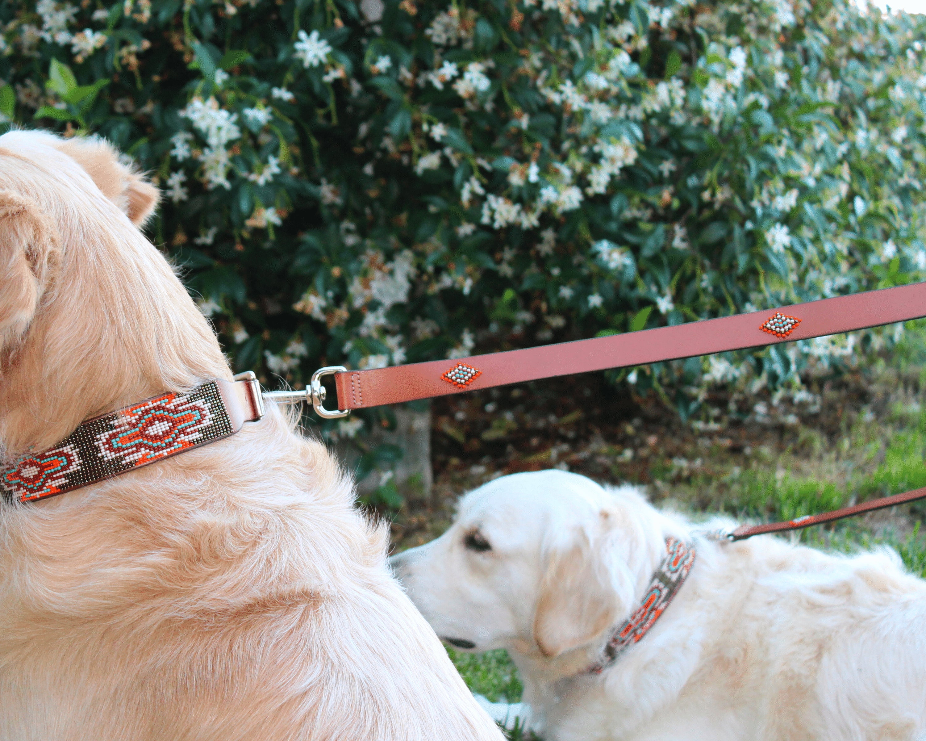Dog Leash Leather Dog Leash Dog Leash Leather Beaded Dog Etsy