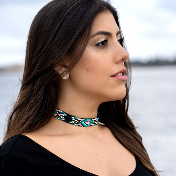 Choker necklace, Choker beaded, choker necklace indian, native choker, choker collar, choker for women, aztec necklace, designer necklace