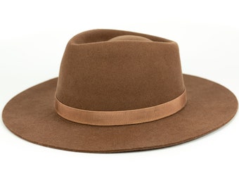 Hard brimmed Fedora hat, Rancher style hat, wide brim sun protection hat, designer hat