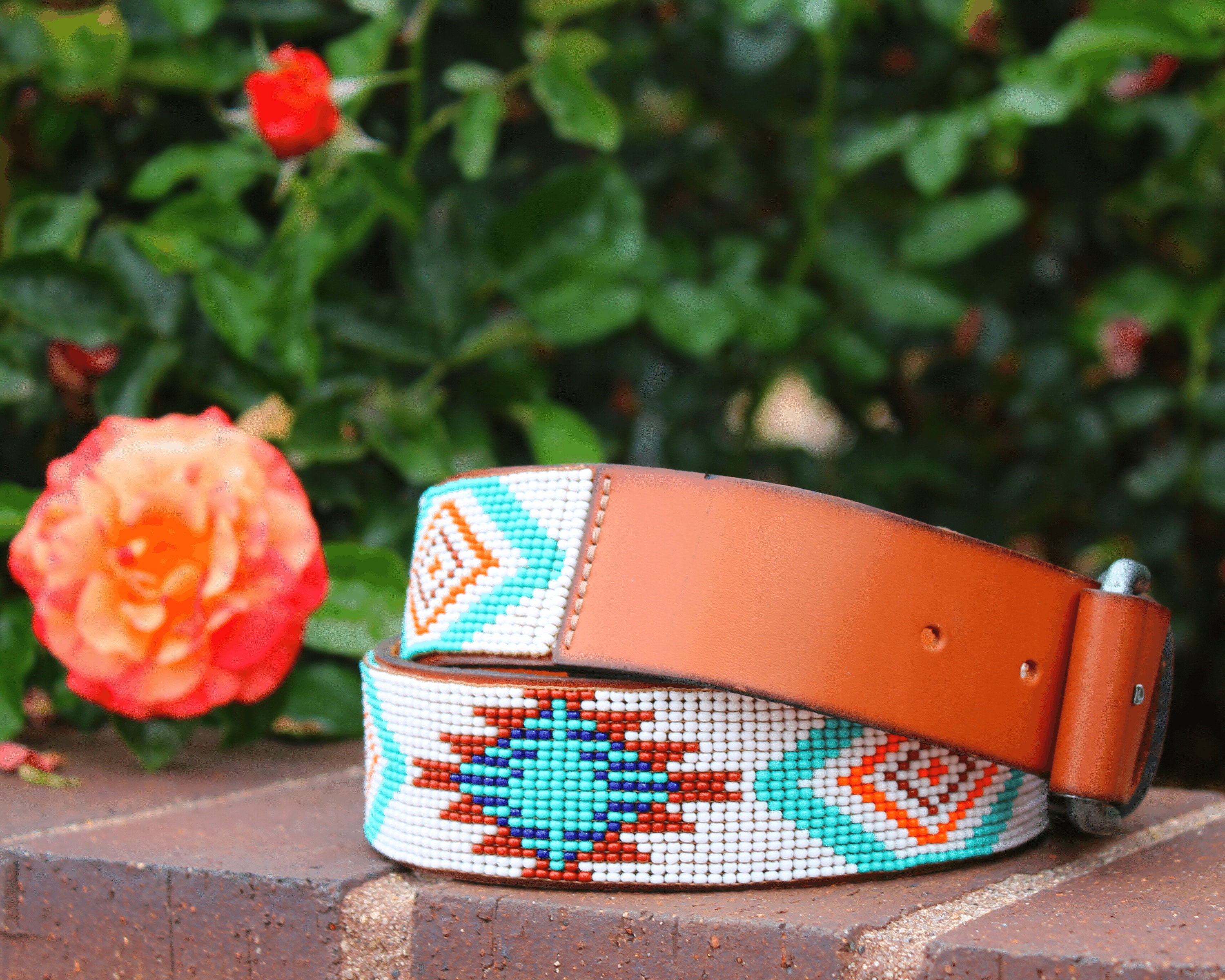 Handmade Beaded Leather Belt: Western Aztec Style - Etsy