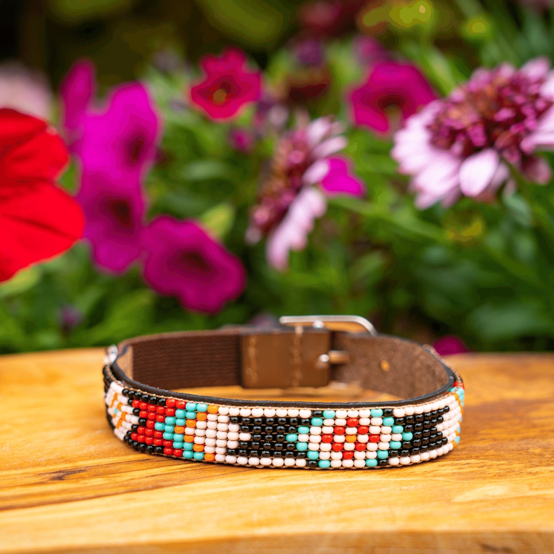 Cat Collar Leather Cat Collar Beaded Cat Collar Breakaway Etsy