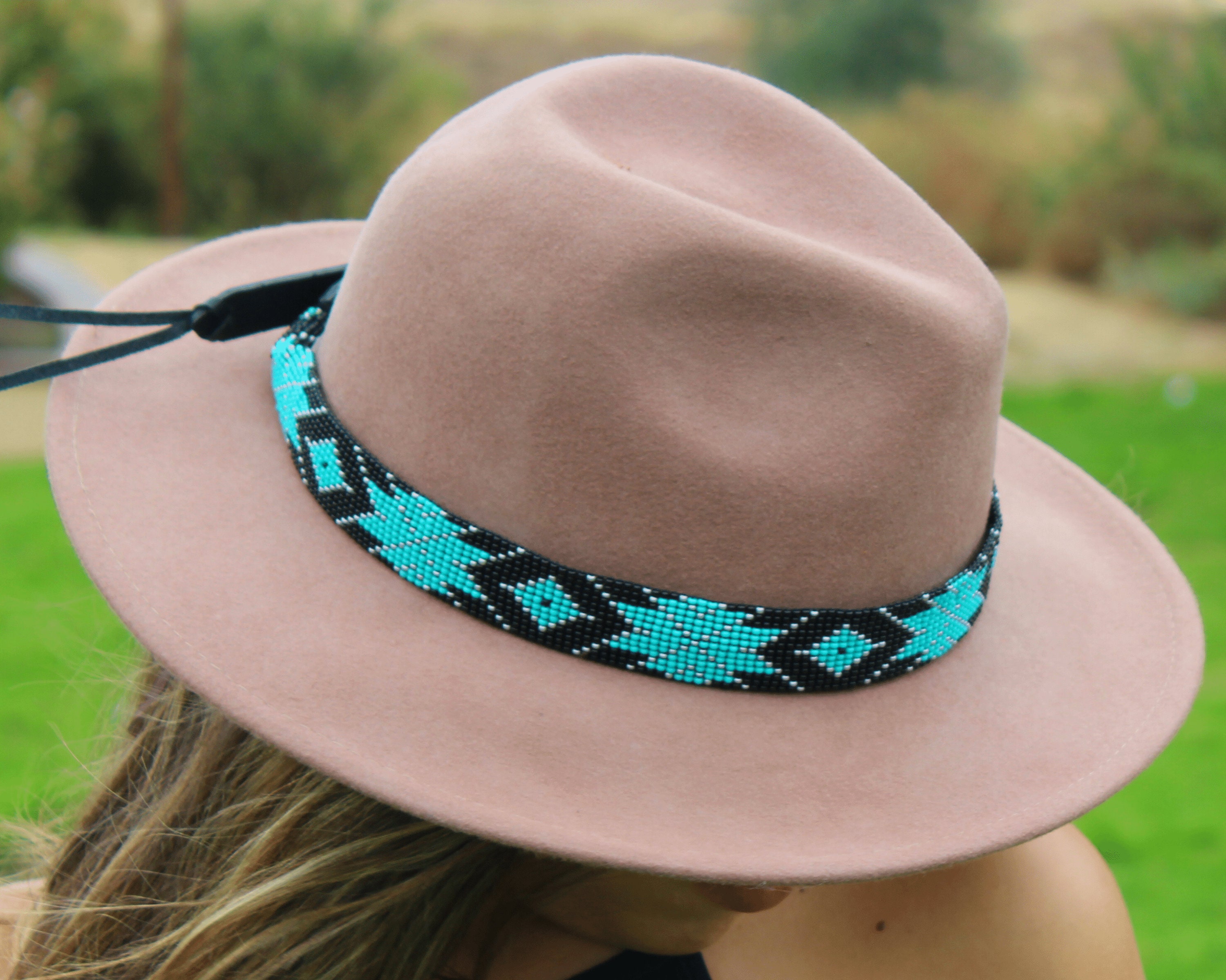 7926 Hat Band, Beaded Cowboy, Western Jewelry, Leather, Aztec HATBANDS, COW BOY HAT DECOR, WESTERN, COW GIRL, HANDMADE  main image 3