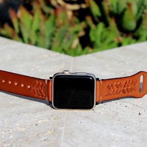 Handmade Leather Apple Watch Band: Western Braided Design