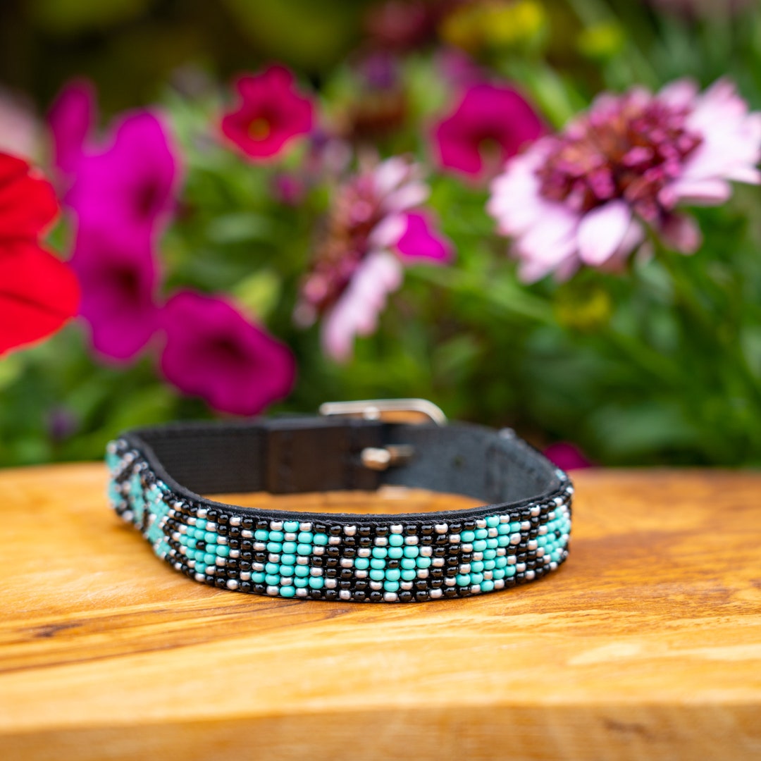 Cat Collar Leather Cat Collar Beaded Cat Collar Breakaway Etsy