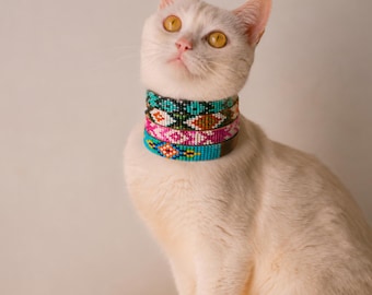 Colliers de chat en cuir perlé : avec sécurité anti-étouffement