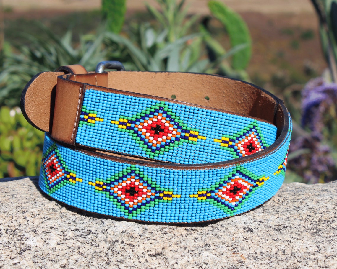 beaded leather belt