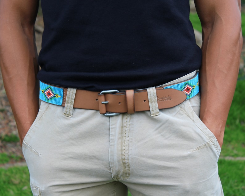 beaded leather belt