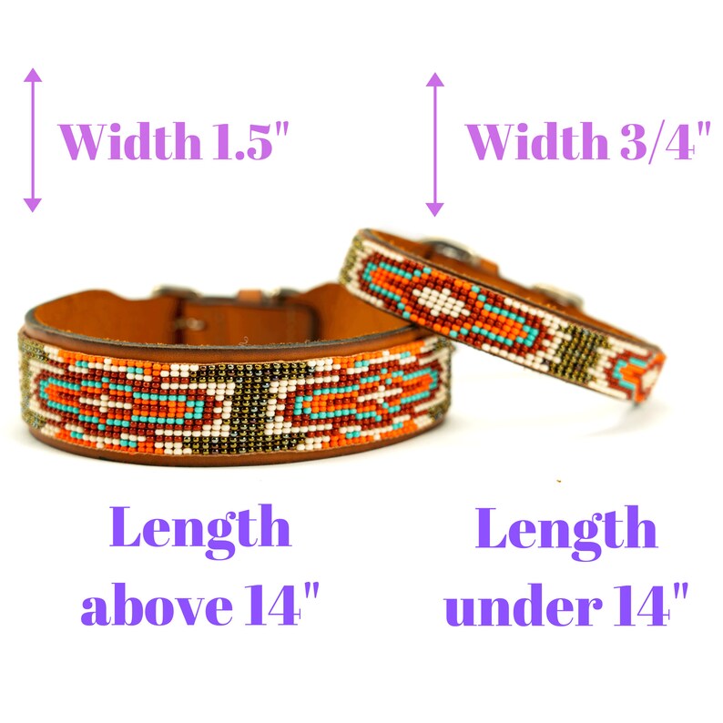 Native beaded dog collar from brazil in leather Etsy