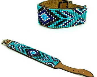 Beaded leather bracelet, Bohemian bracelet, leather bracelet, women's bracelet, cuff bracelet, native, western, aztec bracelet,