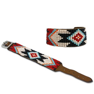 Beaded leather bracelet, Bohemian bracelet, leather bracelet, women&#39;s bracelet, cuff bracelet, native, western, navajo, aztec bracelet,