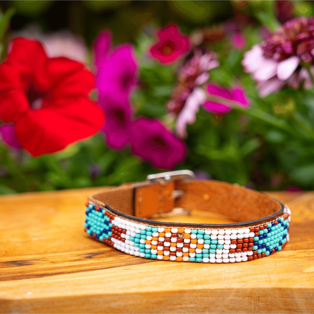 Cat Collar Leather Cat Collar Beaded Cat Collar Breakaway Etsy