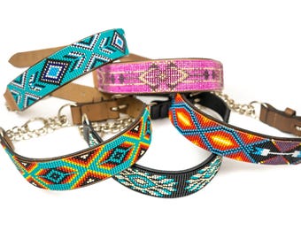 Martingale Hundehalsband aus Leder: Trainingshalsband mit Perlen