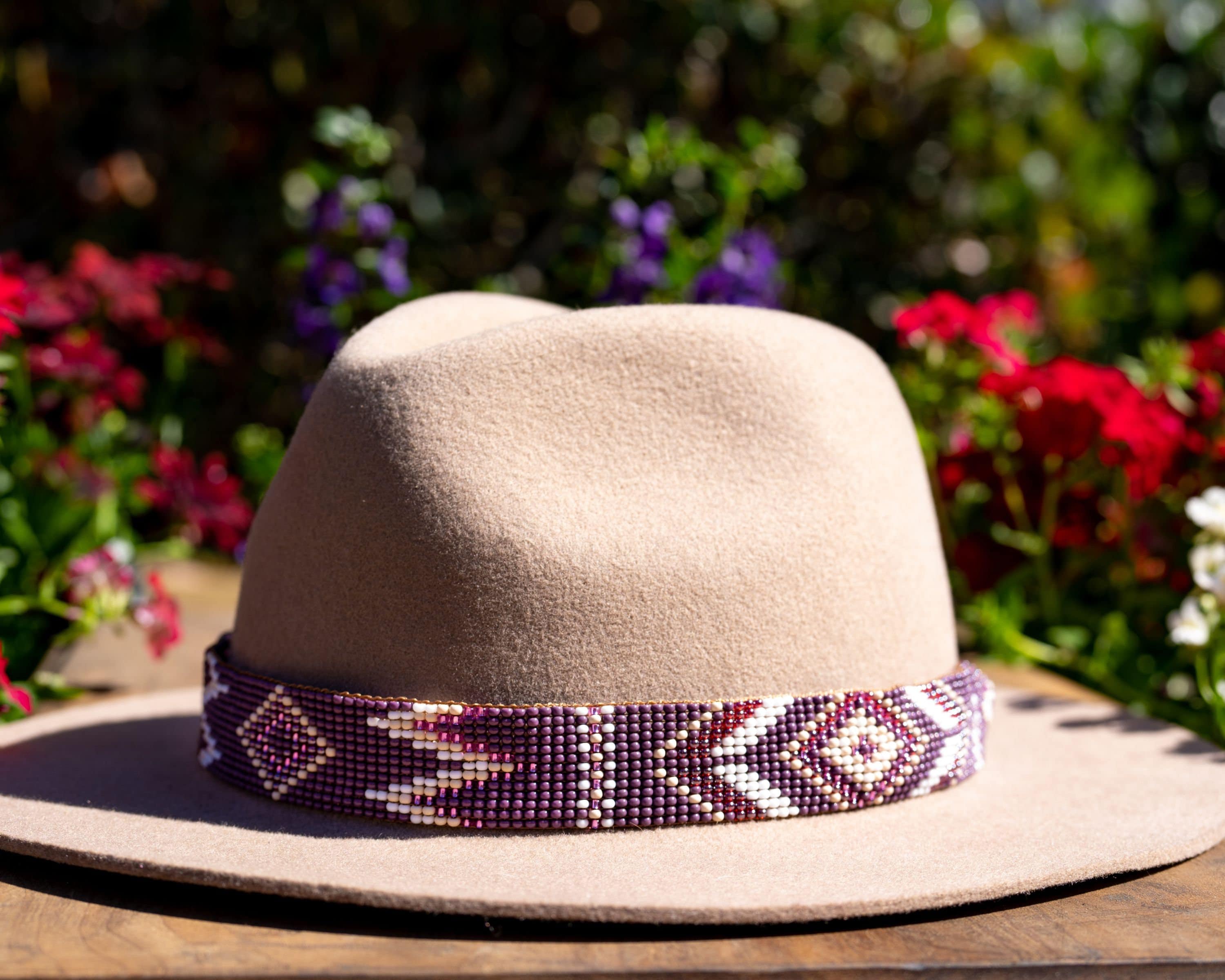 Beautiful Beaded & Leather Hat Band- Hat Not Included Elastic Beaded Hat Band for Men and Women | Brim on Fifth main image 2