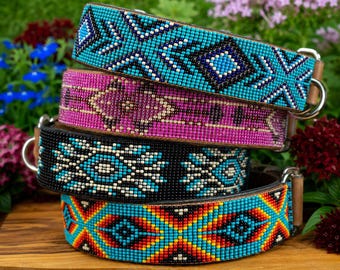 Leren martingaalhalsband: trainingshalsband met kralen