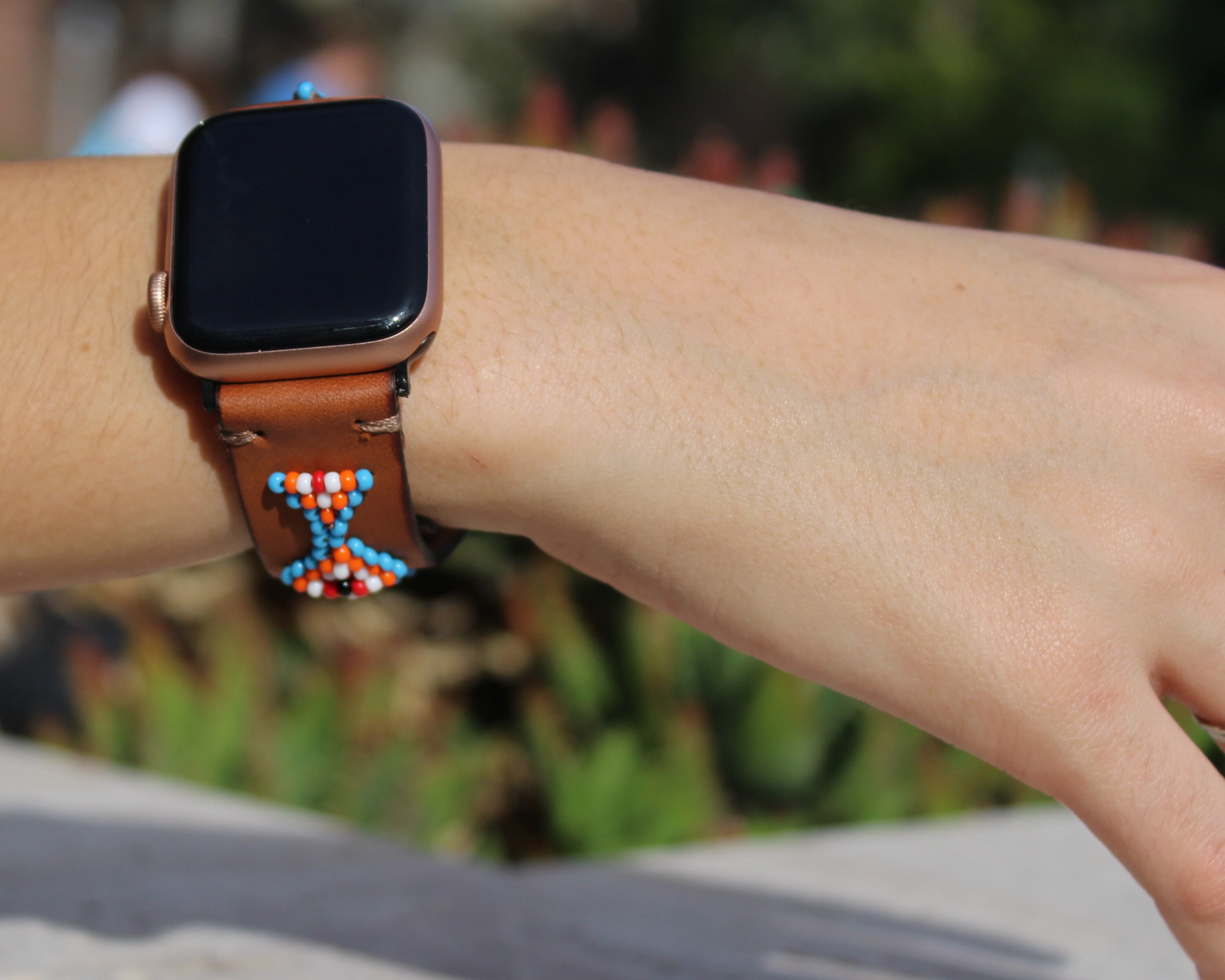 Leather Apple watch band 40mm Beaded Apple watch band 38mm Etsy