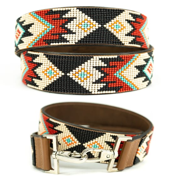 Beaded Leather Crossbody Purse Strap: Western Style with Silver Hardware
