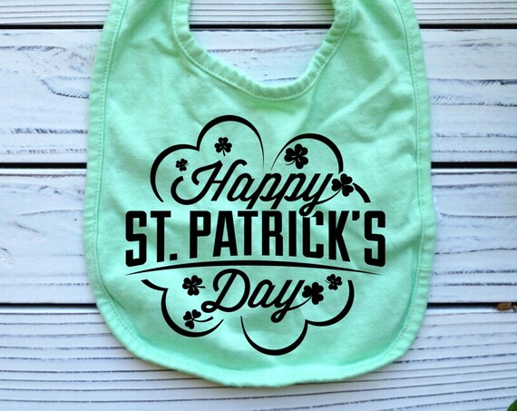 St Patrick's Day Shamrock green baby bib