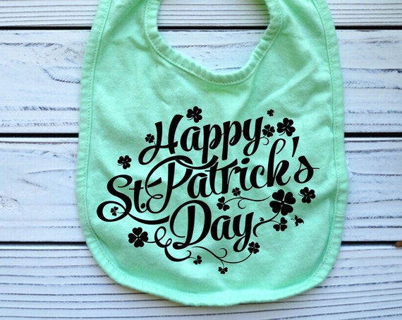 St Patrick's Day Shamrock green baby bib, gender neutral baby gifts