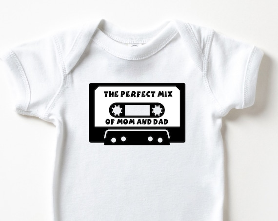 The Perfect Mix baby bodysuit, musical baby clothes, mixed baby tee, mix tape baby clothes, musician baby gift