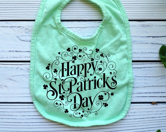 St Patrick's Day Shamrock green baby bib