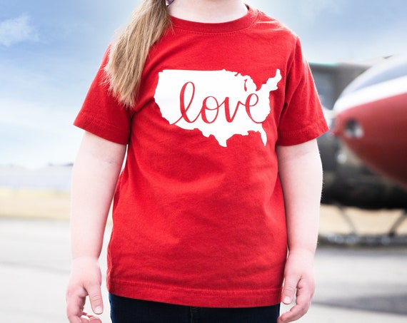 United States Love Toddler Tee, Patriotic Toddler Tee, Fourth of July tee, Gender Neutral kid clothes