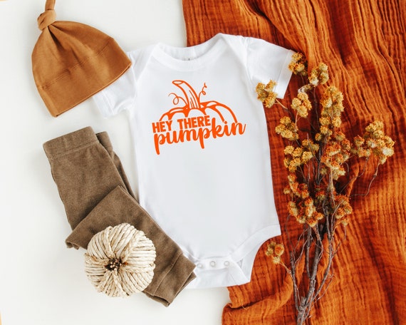 Hey There Pumpkin Fall Baby Bodysuit, Pumpkin Patch baby outfit, Gender neutral baby clothes