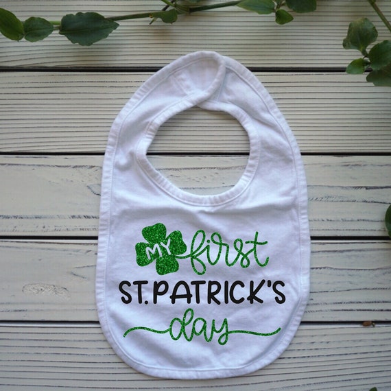 My First St Patrick's Day soft glitter green baby bib, gender neutral baby gifts