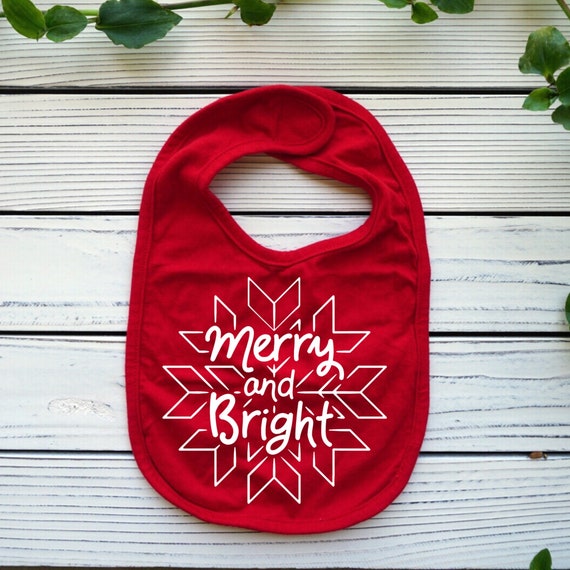 Merry and Bright Christmas baby bib