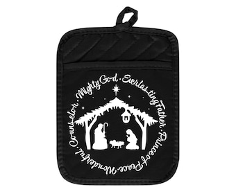 Christmas Hotpad, Christian Christmas hostess gift, Names of Jesus Nativity decor