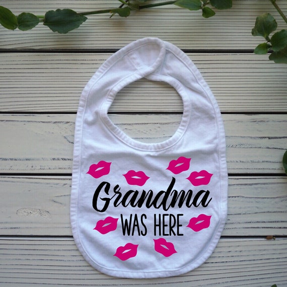 Grandma kisses baby bib, Grandparent baby shower gift, Baby