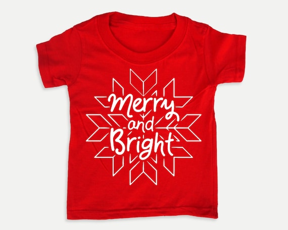 Merry and Bright Snowflake Tee, Toddler Youth Christmas t-shirt