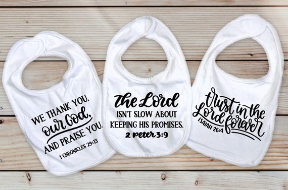 Christian Bible Verse baby bib, Set of 3 bibs, gender neutral baby clothes, christian baby shower gifts, Baby
