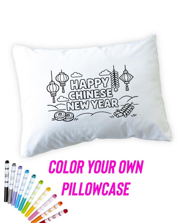 Chinese New Year color your own pillowcase, Lunar New Year Activity, Year of the Horse Craft for Kids