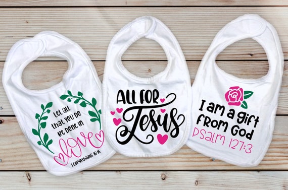 Christian Bible Verse baby bibs set of 3